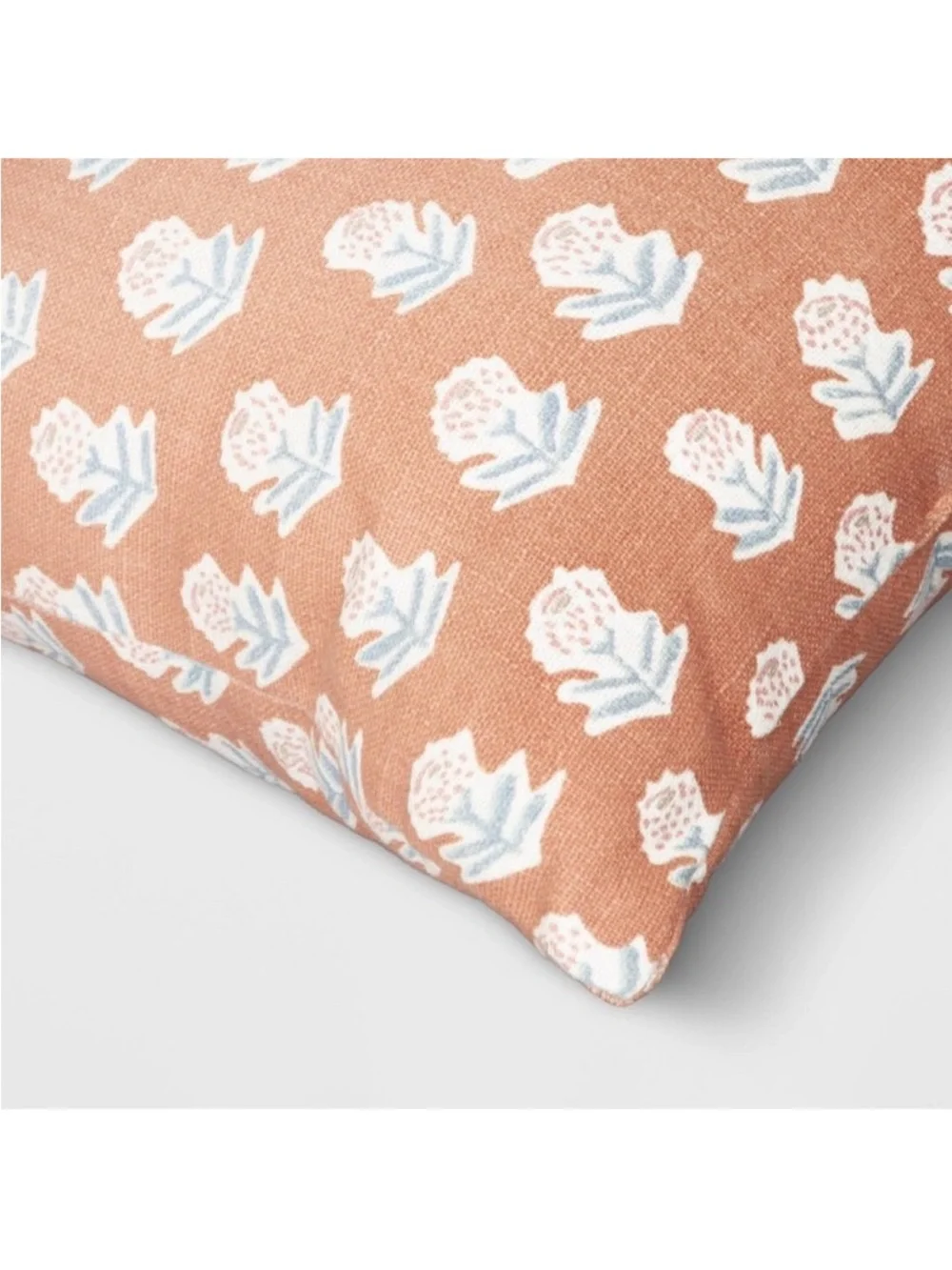 Threshold Orange Floral Block-Print Lumbar Pillow. 14” x 20”